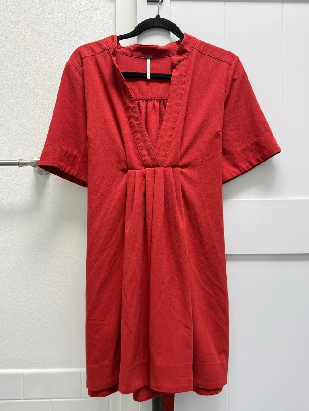 Free People Rust Orange Red Deep V Empire Mini Dress Bohemian Medium